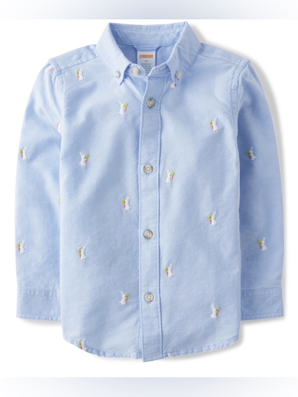 Gymboree Boys Light Blue Oxford Shirt with Bunny Embroidery